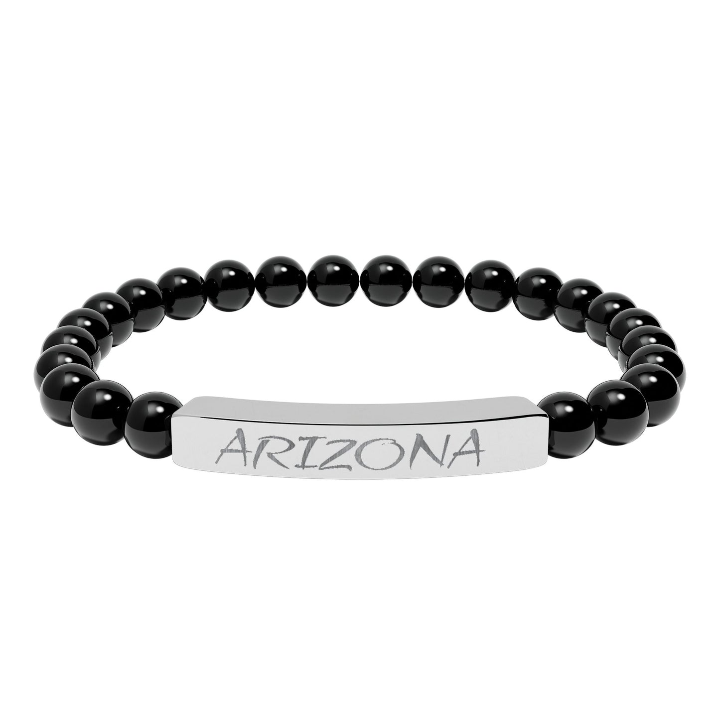 Natural Stone Stretch Bar Bracelet (Engraving)