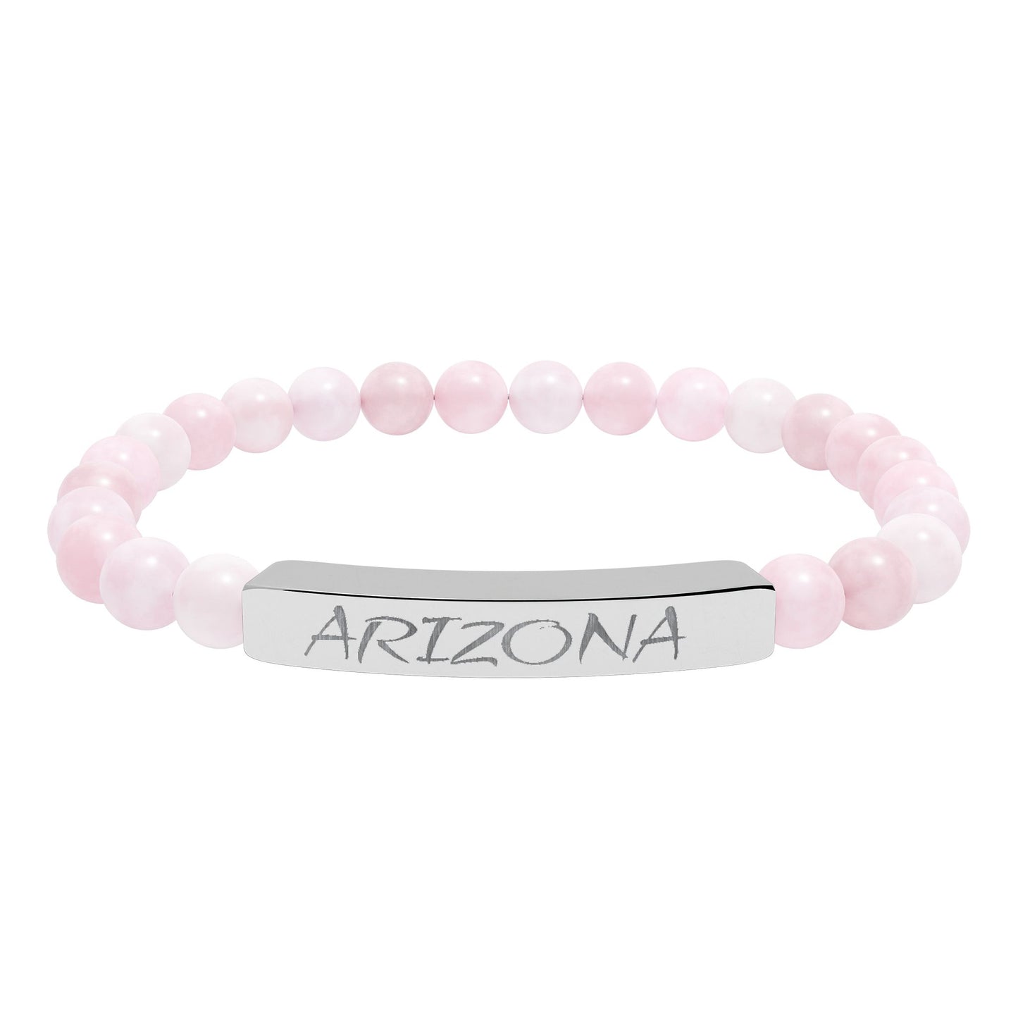 Natural Stone Stretch Bar Bracelet (Engraving)