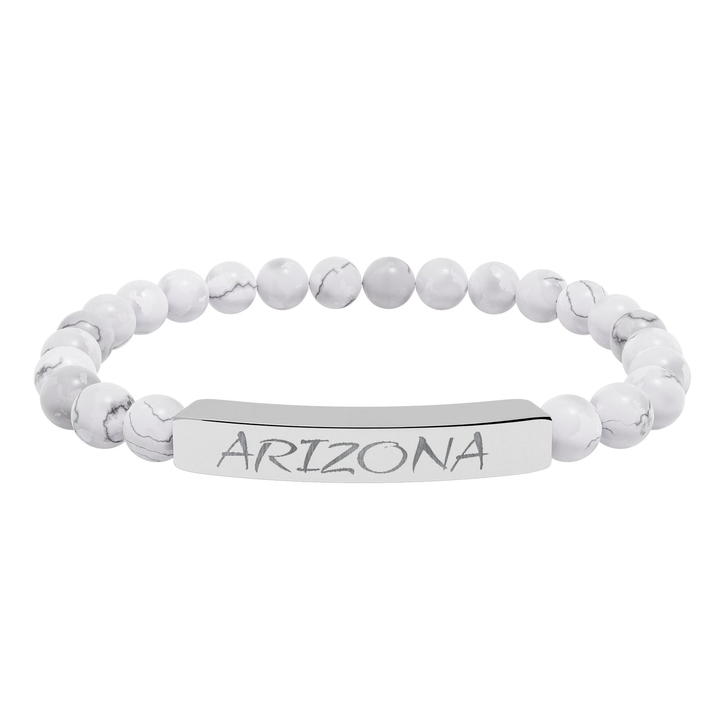 Natural Stone Stretch Bar Bracelet (Engraving)