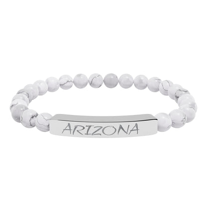 Natural Stone Stretch Bar Bracelet (Engraving)