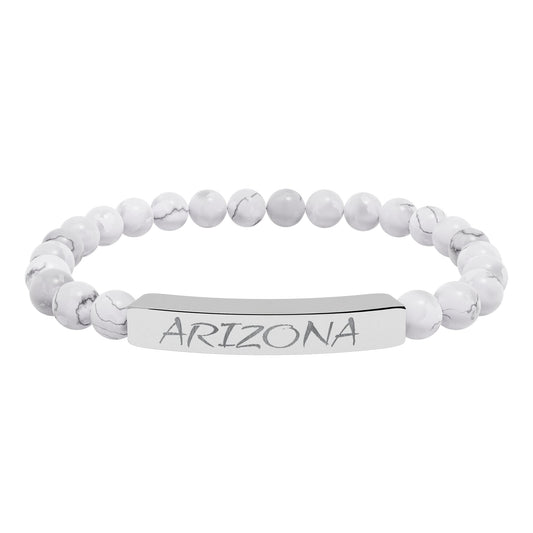 Natural Stone Stretch Bar Bracelet (Engraving)
