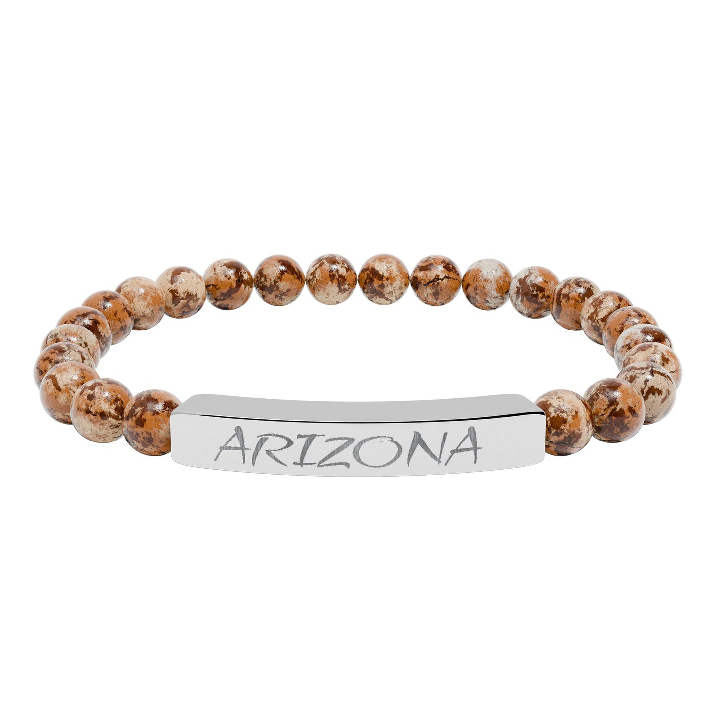 Natural Stone Stretch Bar Bracelet (Engraving)