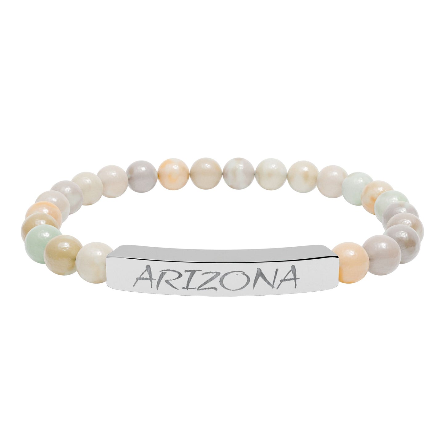 Natural Stone Stretch Bar Bracelet (Engraving)